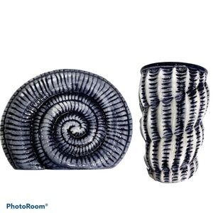 Nautical Beach Vanity Accessory Ceramic Set of 2